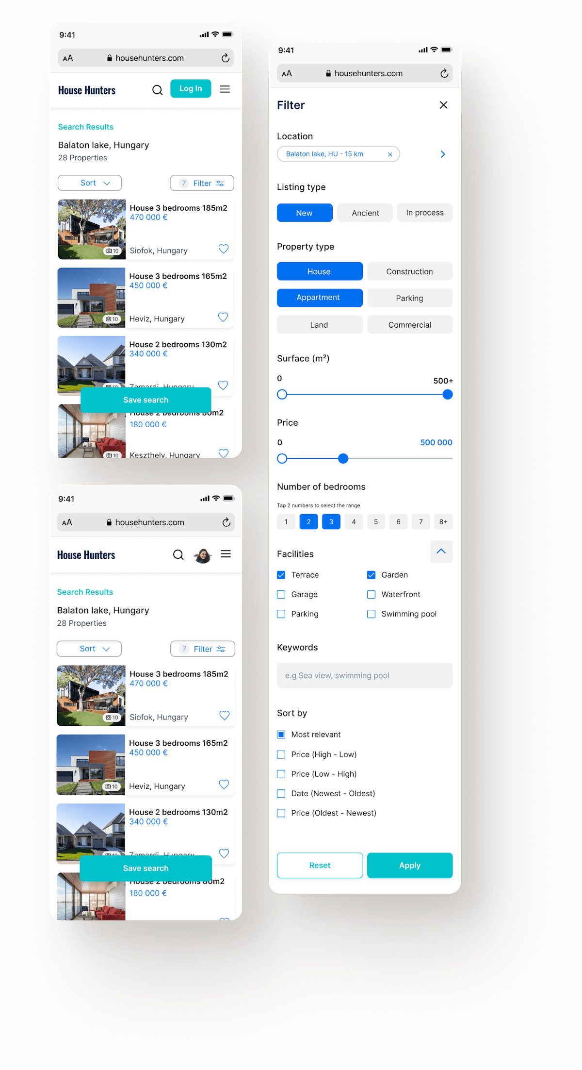 Search results & filter